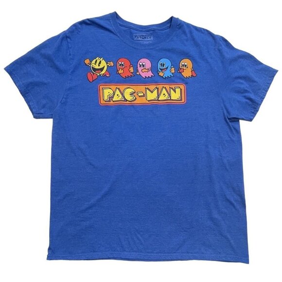 C-LIFE GROUP Men's Pac-Man Graphic‎ T-Shirt XL Cobalt Blue Crew Neck Video Games - Picture 1 of 6